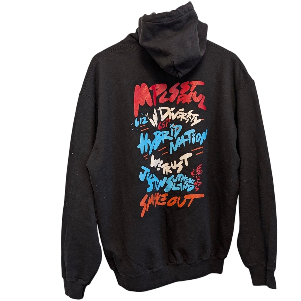 HYBRID NATION Minneapolis Hoodie XL Sutherland Smokeout Streetwear Black Red